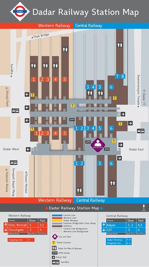 ダダー駅のホームの地図