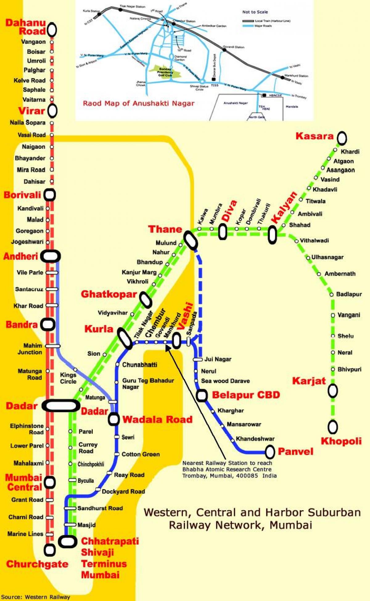 ムンバイ中央線局の地図
