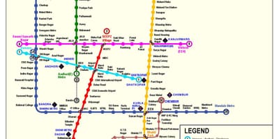 ムンバイメトロ線の3路線図