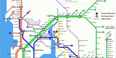 地図ムンバイの地方電車